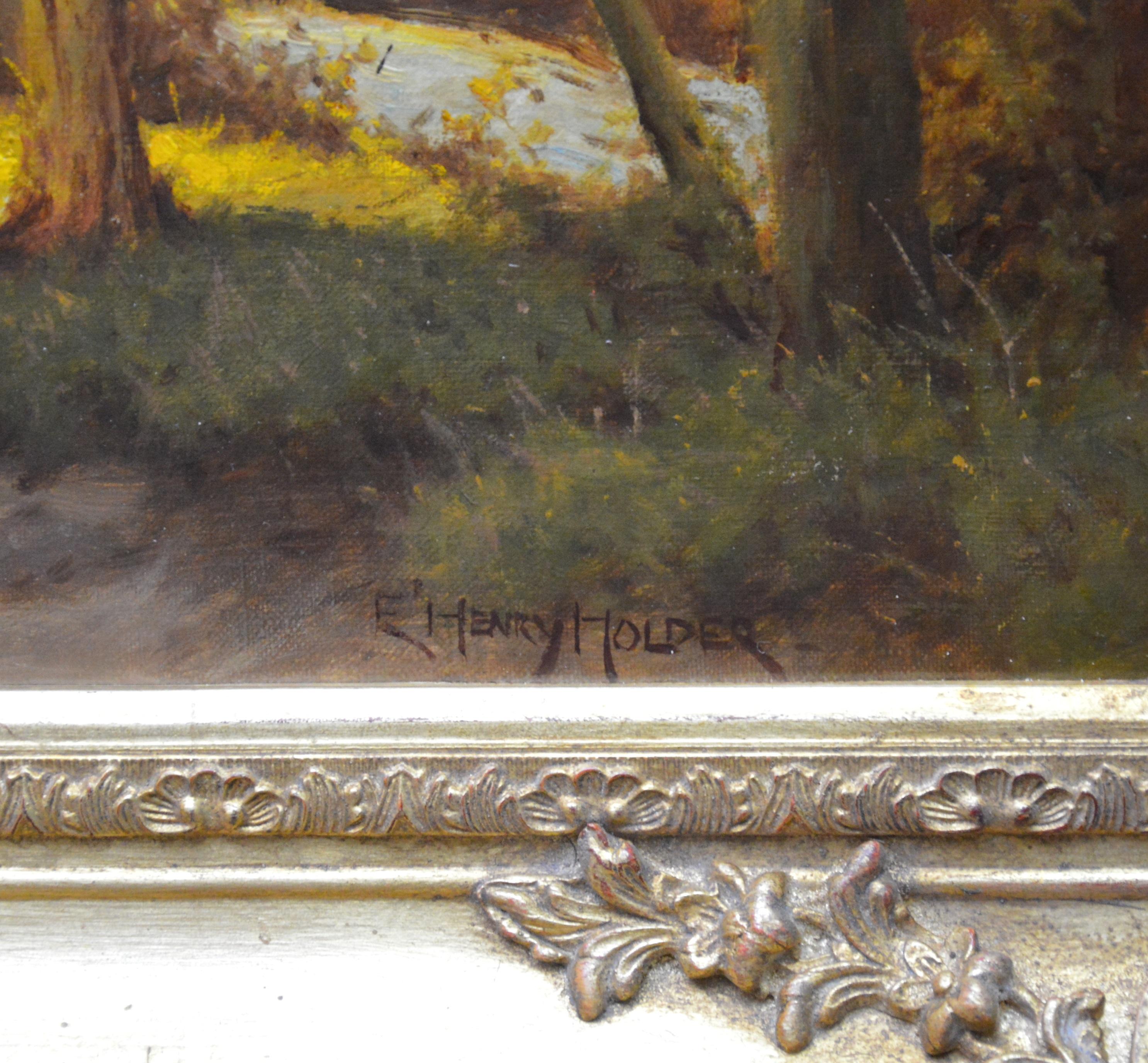Virginia Creeper - 19th Century English Summer Landscape Oil Painting 2
