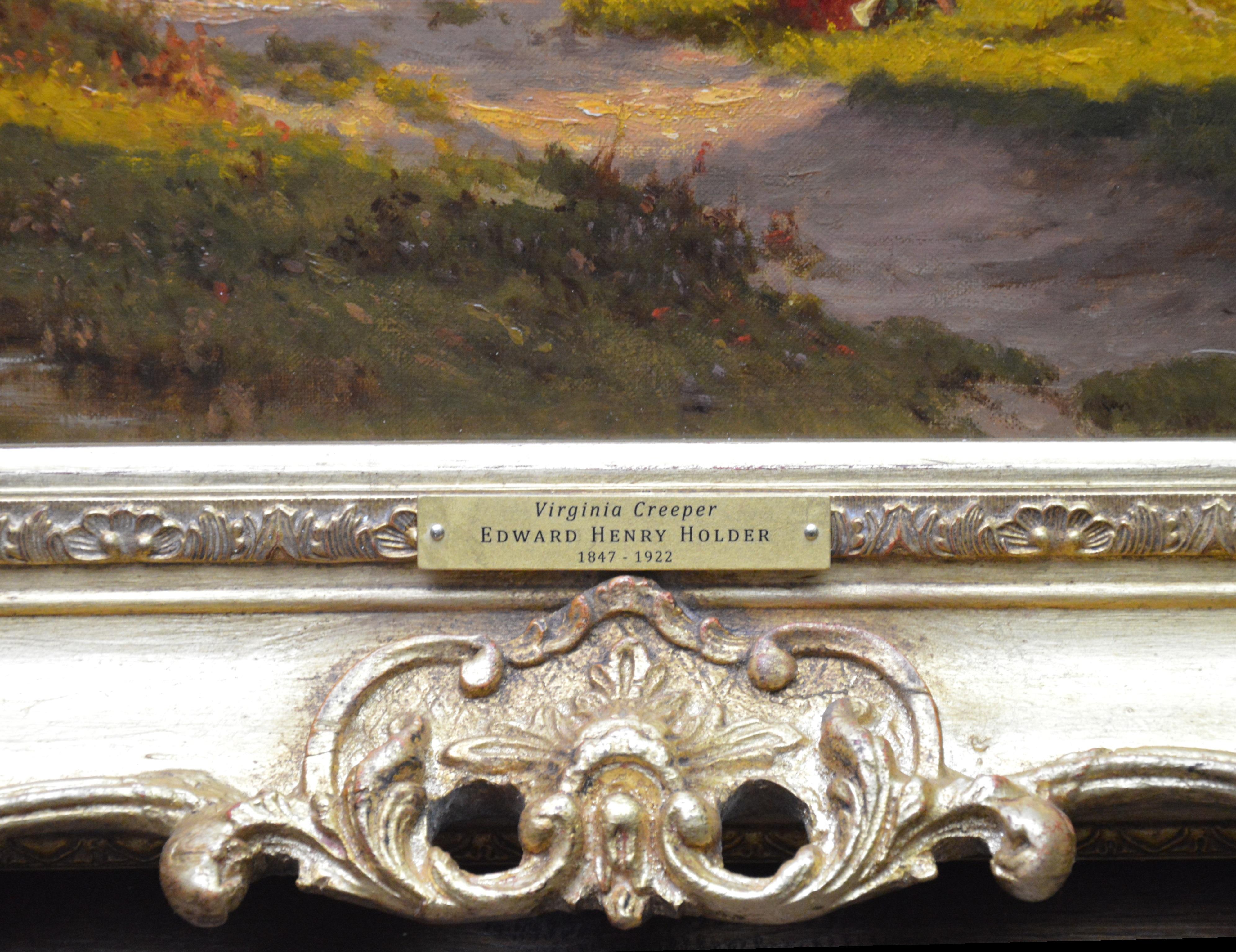 Virginia Creeper - 19th Century English Summer Landscape Oil Painting 3