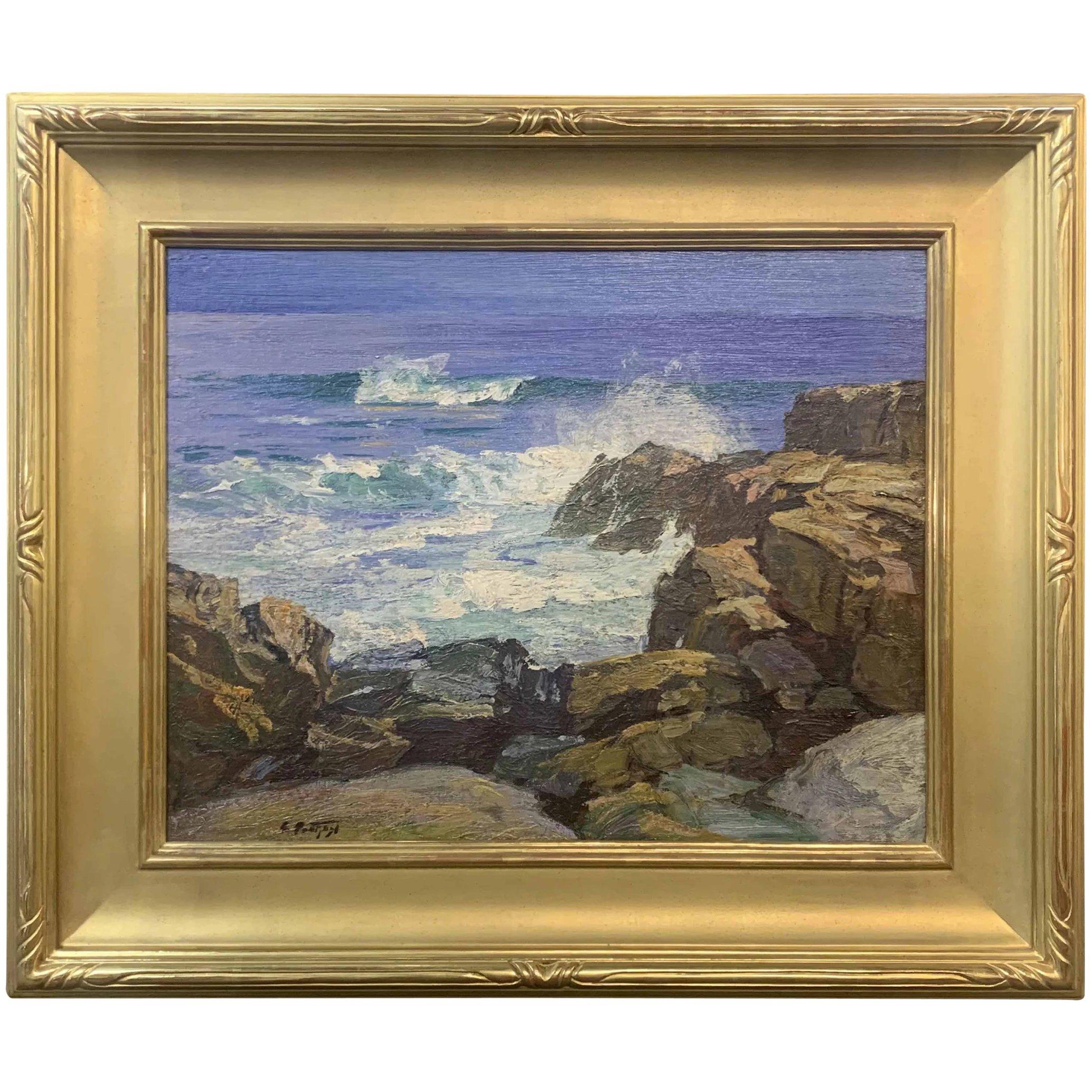 Edward Henry Potthast Landscape Painting - Rocks & Surf