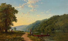 The River Thames Pangbourne Fine 19th Century English River Landscape Oil