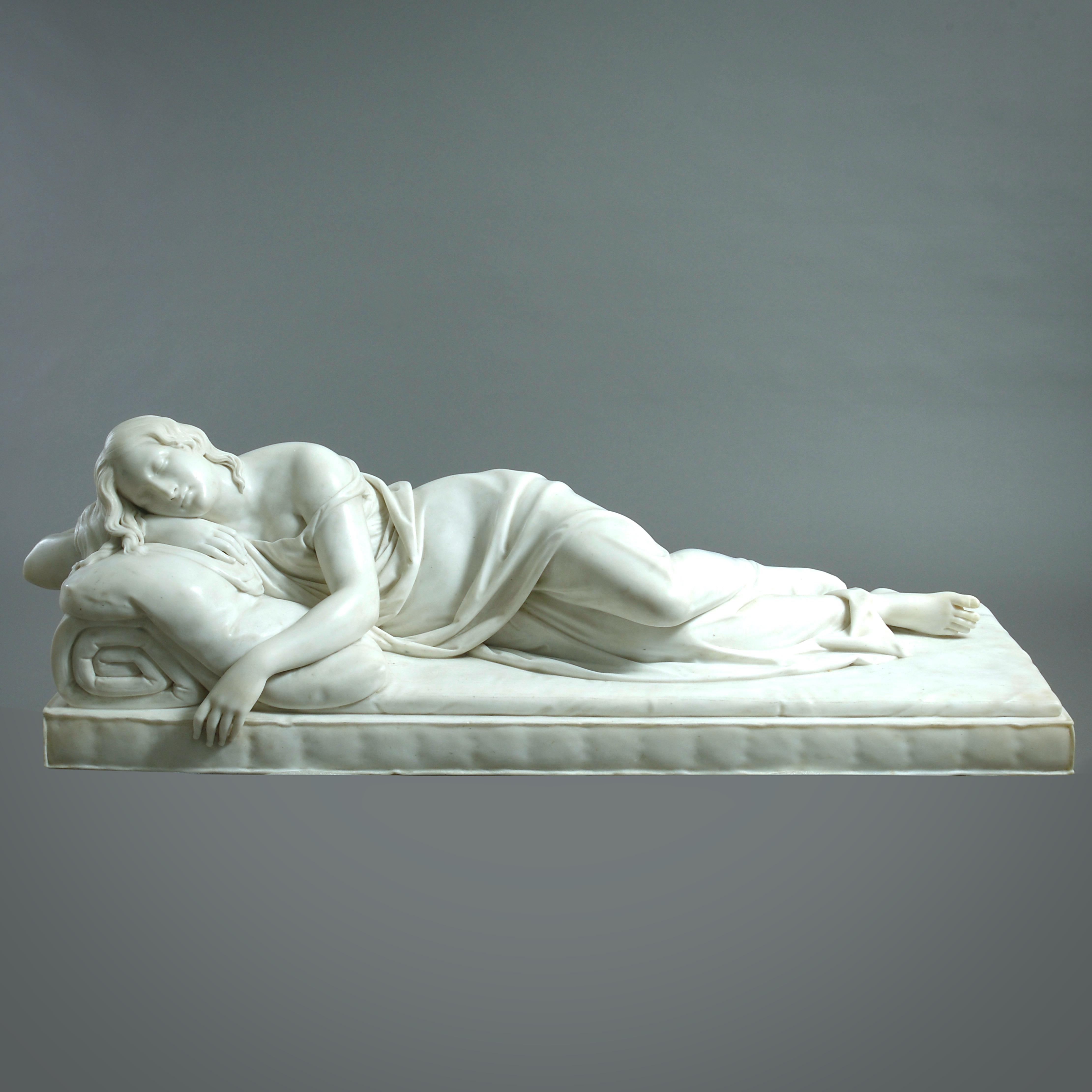 EDWARD HODGES BAILY (1788-1867)

DORMIRE A NYMPH

firma e data incise E H. Baily, R.A. / Sculp. Londra / 1840

Marmo statuario.
