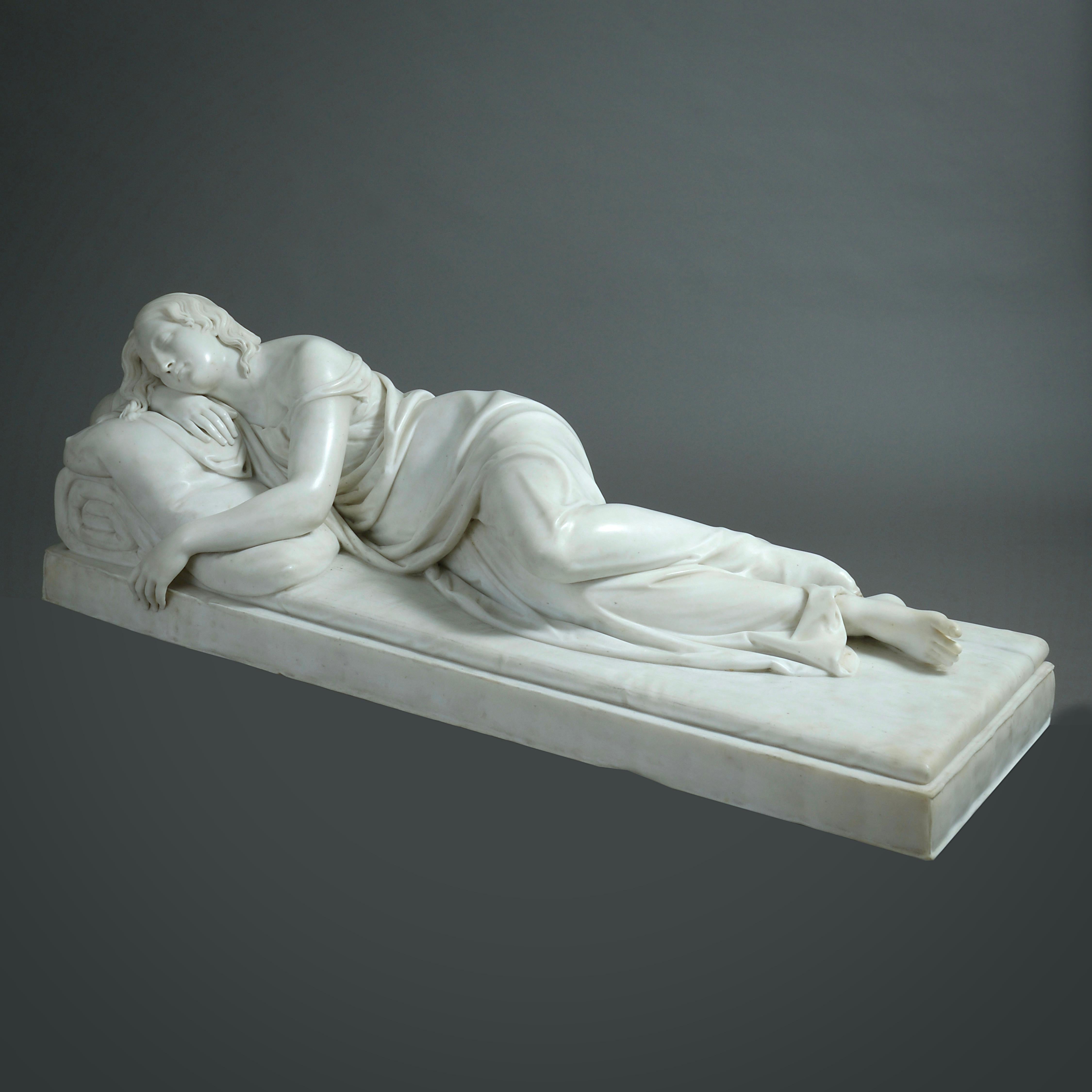 EDWARD HODGES BAILY (1788-1867)

SLEEPING NYMPH

incised signature and date E H Baily, R.A. / Sculp. London / 1840

Statuary marble.
