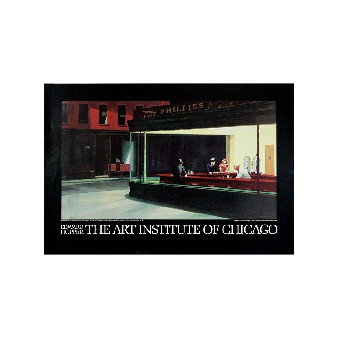 Original-Ausstellungsplakat von Hopper Nighthawks, Art Institute of Chicago, 1982 im Angebot 2