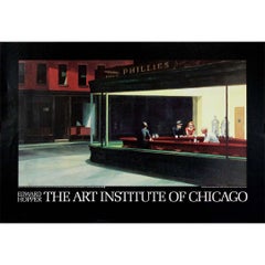 1982 Cartel original de la exposición de Hopper Nighthawks - Instituto de Arte de Chicago