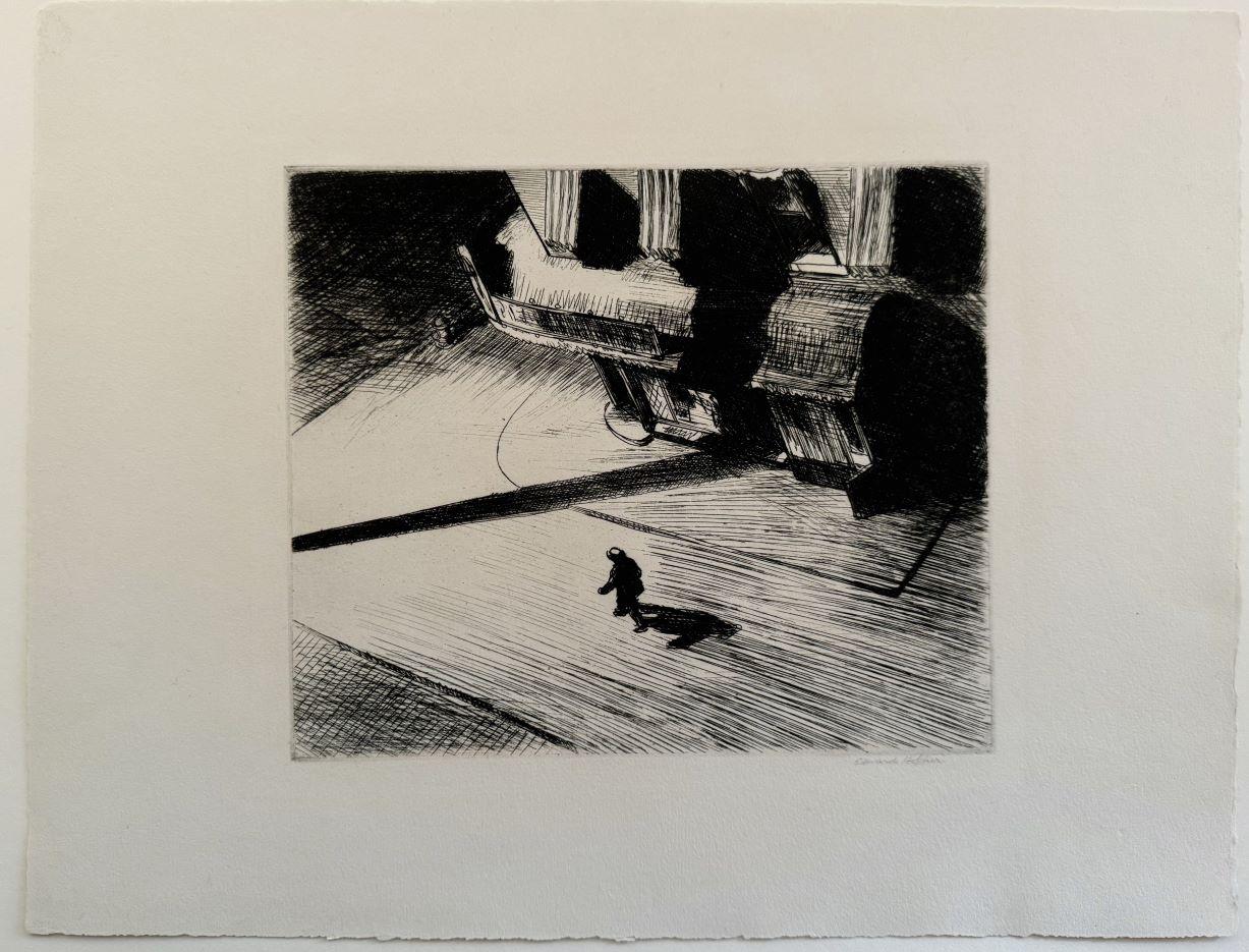 Night Shadows - Black Figurative Print by Edward Hopper
