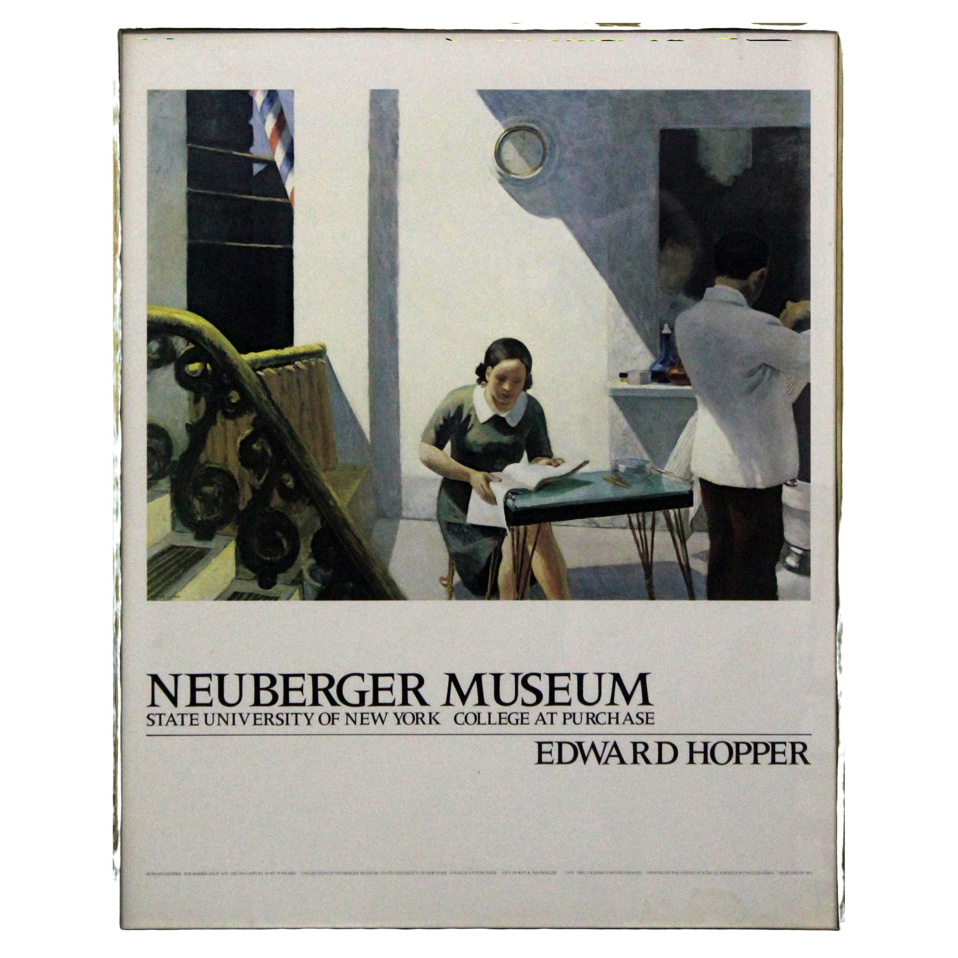 Edward Hopper The Barber Shop Neuberger Museum Affiche d'exposition vintage 1981 en vente