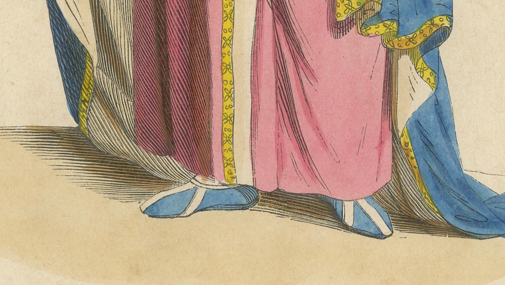 Paper Edward III: Majesty in Medieval Regalia, Hand-Colored Lithograph, 1847