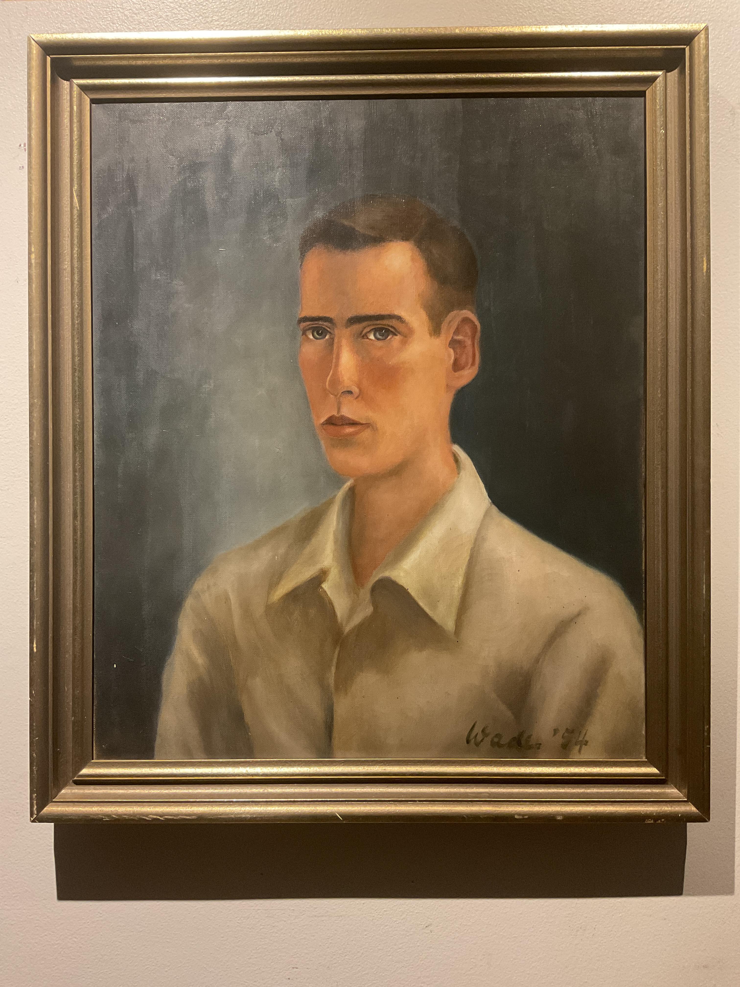 Edward J. Wade  Portrait Painting - Vintage Army Military Oil Painting Portrait done in Germany, 1954 Cold War Era