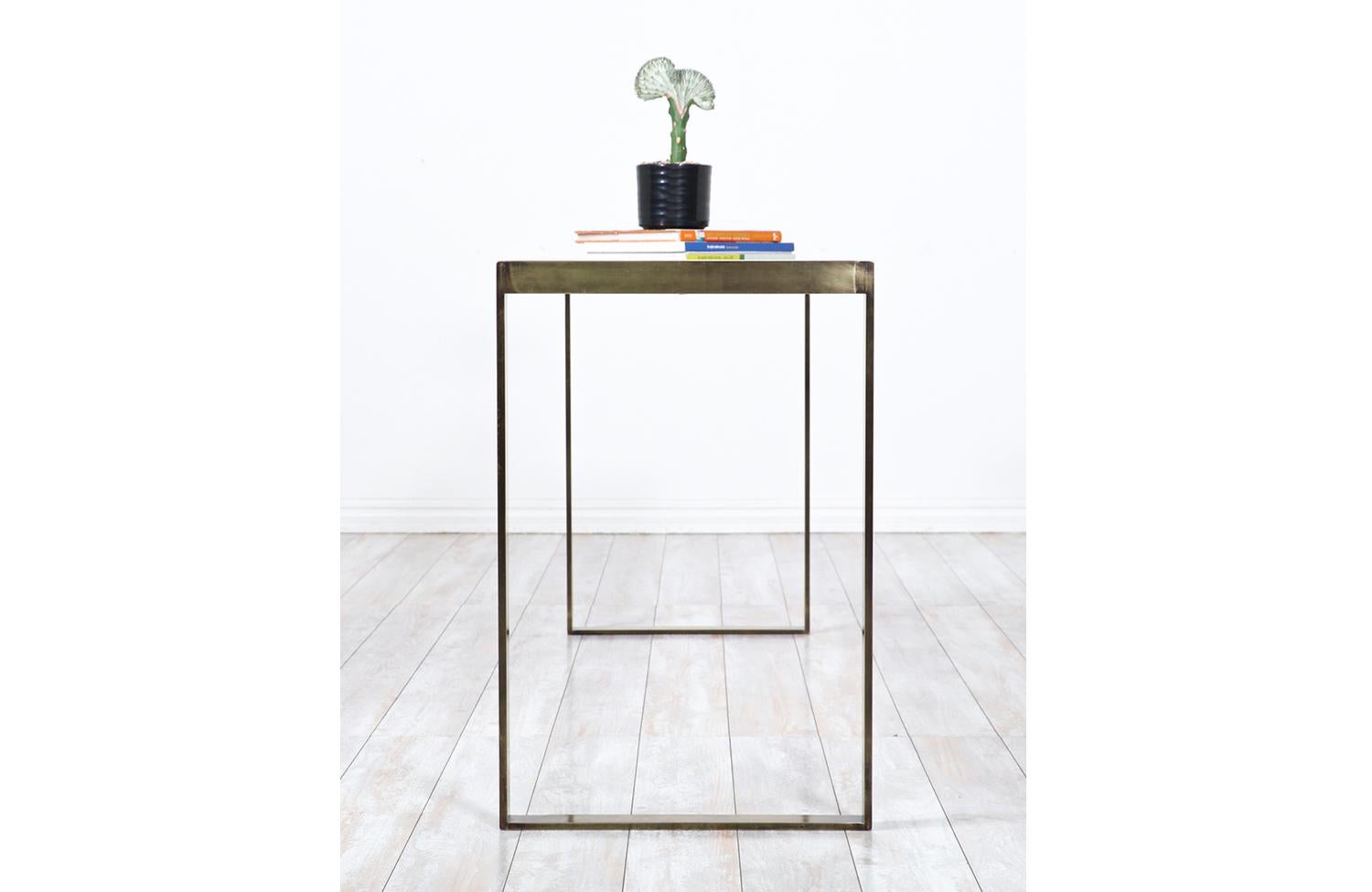 Edward J. Wormley Bronze Console Table with Crema Marfil Stone Top for Dunbar 6
