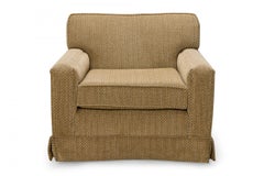 Edward J Wormley for Dunbar Beige Upholstered Fluted Leg Lounge Armchair