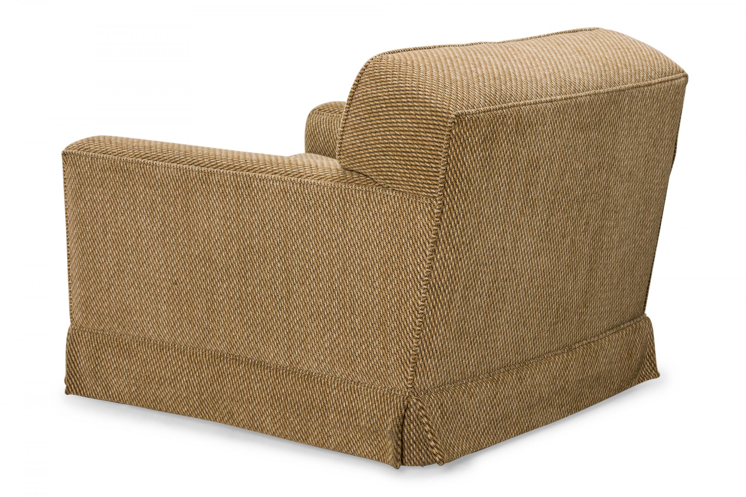 Edward J Wormley für Dunbar Beige gepolsterter Lounge-Sessel mit geriffelten Beinen (amerikanisch) im Angebot