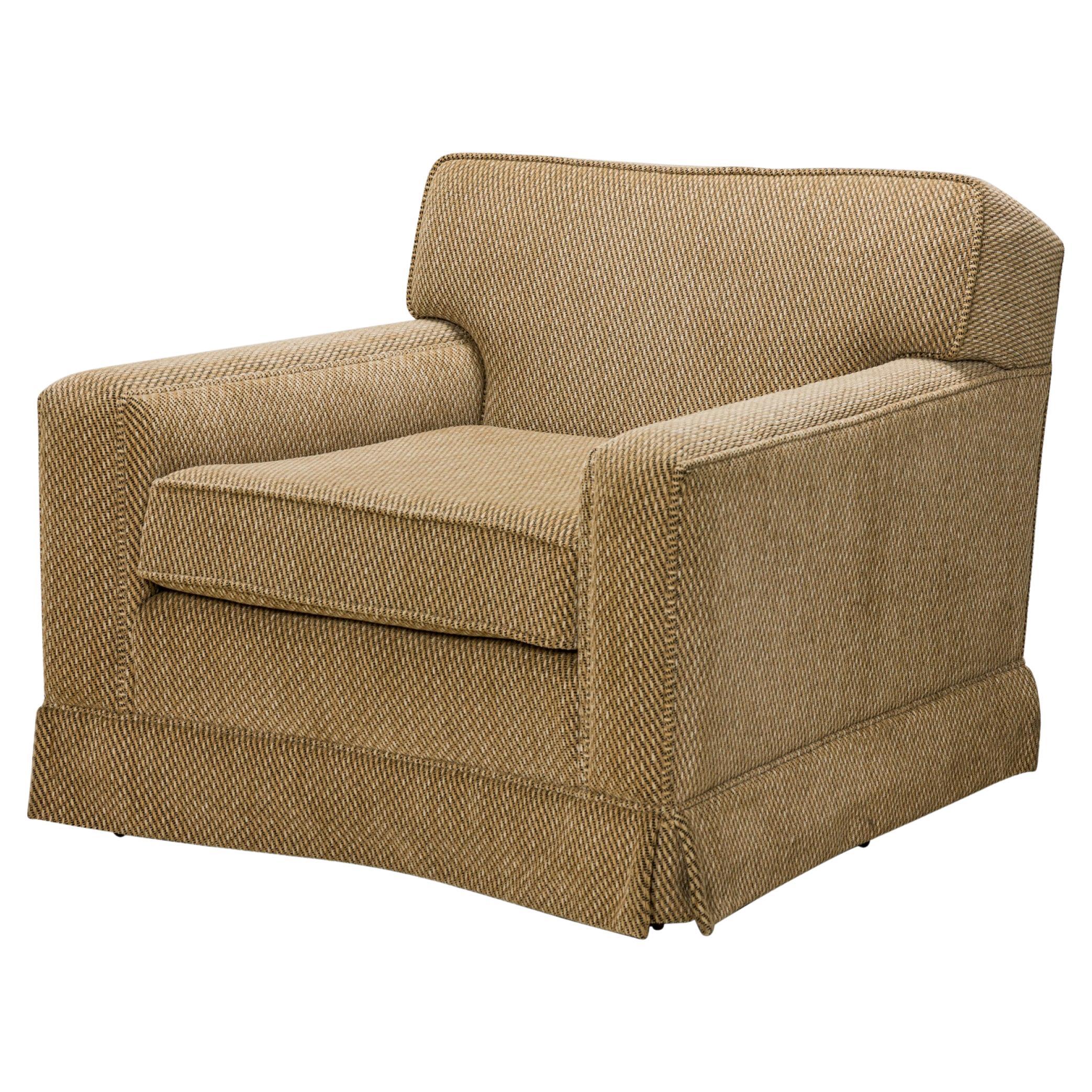 Edward J Wormley for Dunbar Beige Upholstered Fluted Leg Lounge Armchair