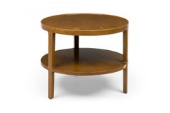 Edward J Wormley for Dunbar Furniture Circular Blond Maple Two-Tier End / Side T