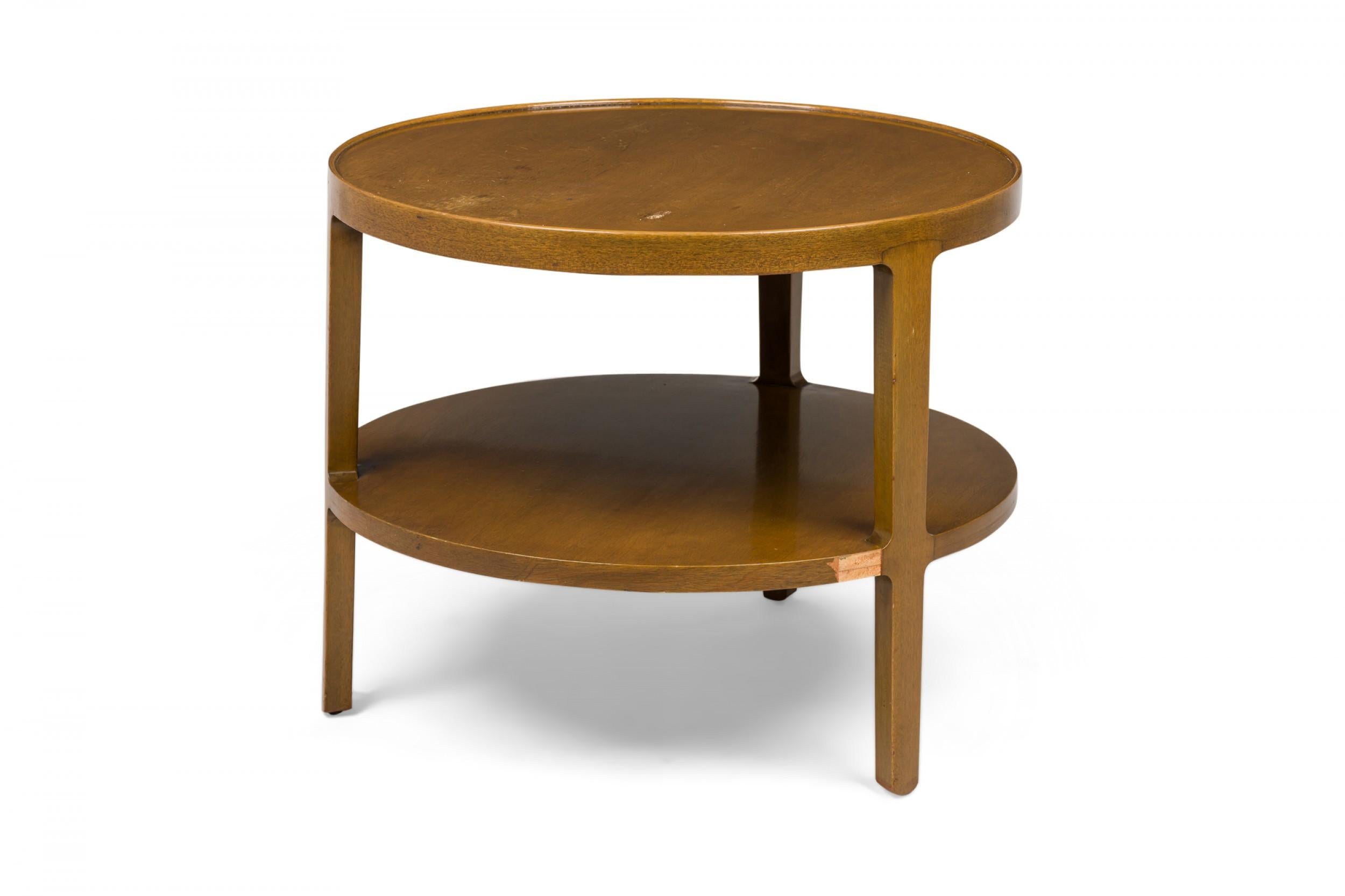 Mid-Century Modern Edward J Wormley for Dunbar Furniture Circular Blond Maple Two-Tier End / Side T For Sale