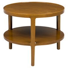 Edward J Wormley for Dunbar Furniture Circular Blond Maple Two-Tier End / Side T