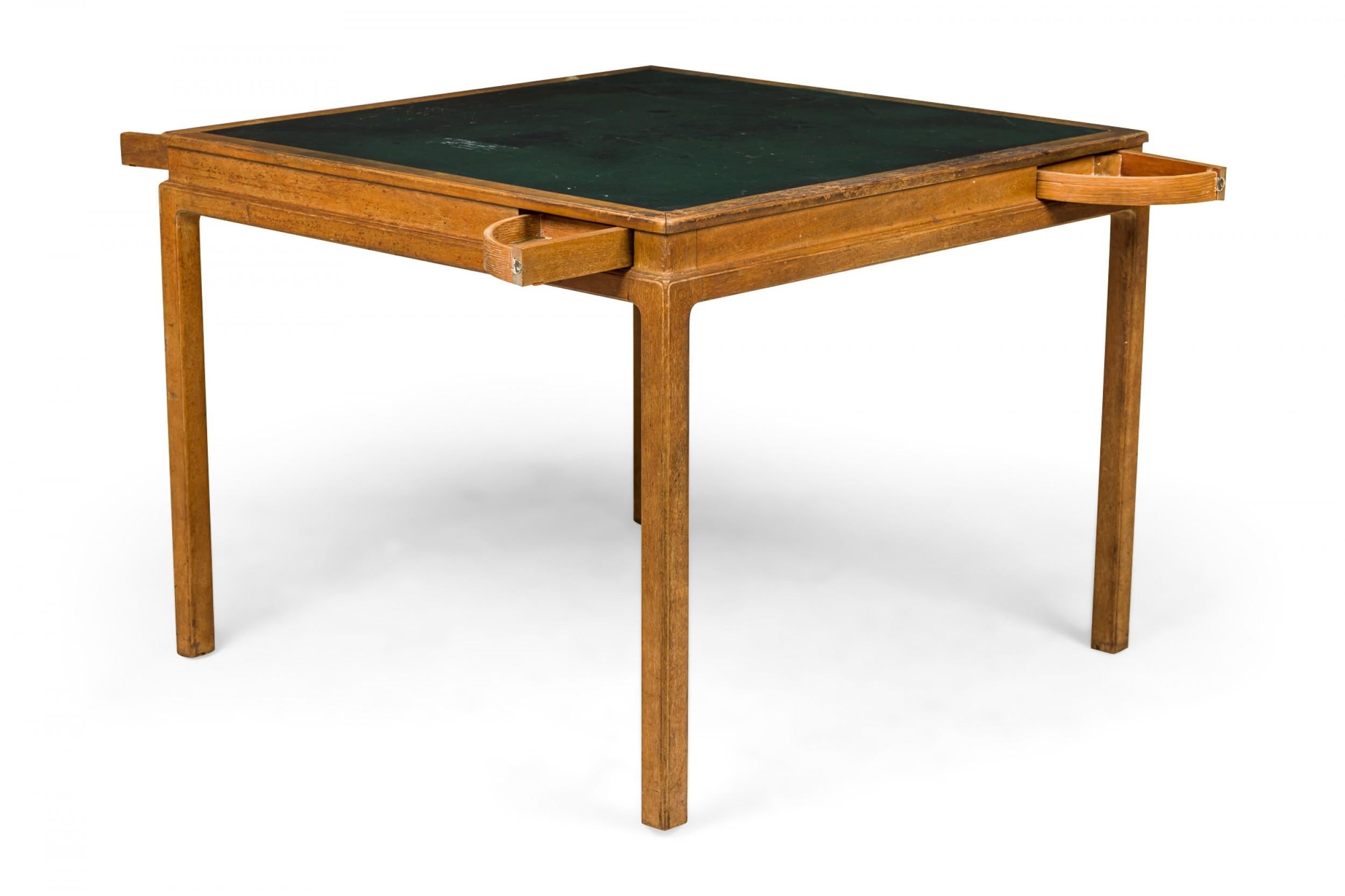 Mid-Century Modern Edward J Wormley for Dunbar Green Leather Top Game Table For Sale
