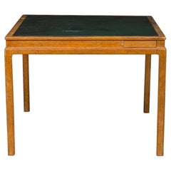 Table de jeu à plateau en cuir vert Edward J Wormley pour Dunbar