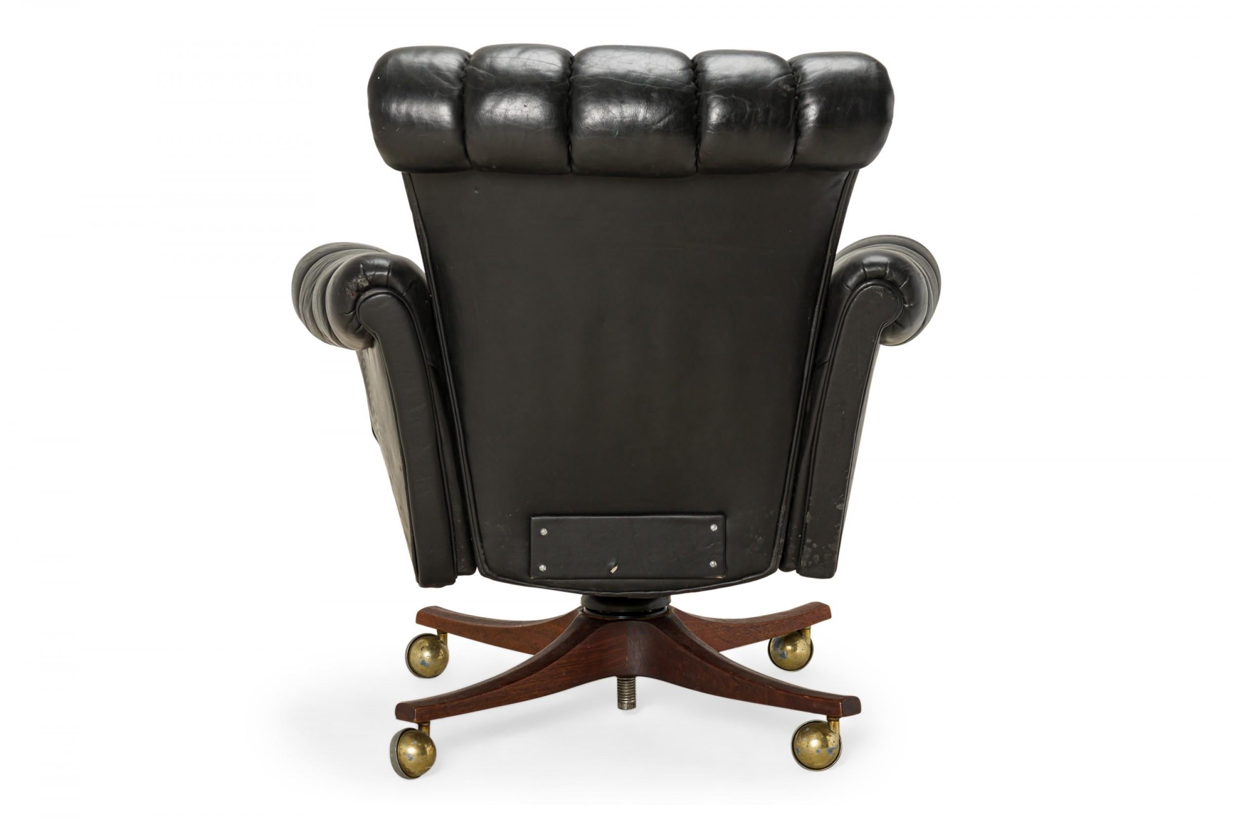 American Edward J Wormley for Dunbar 'in Clover' Tufted Black Leather Office Chair For Sale