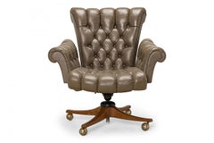Edward J Wormley for Dunbar 'in Clover' Tufted Gray Leather Office Chair