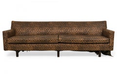 Edward J Wormley for Dunbar Vinyl Leopard Print Upholstered Three Seat Sofa