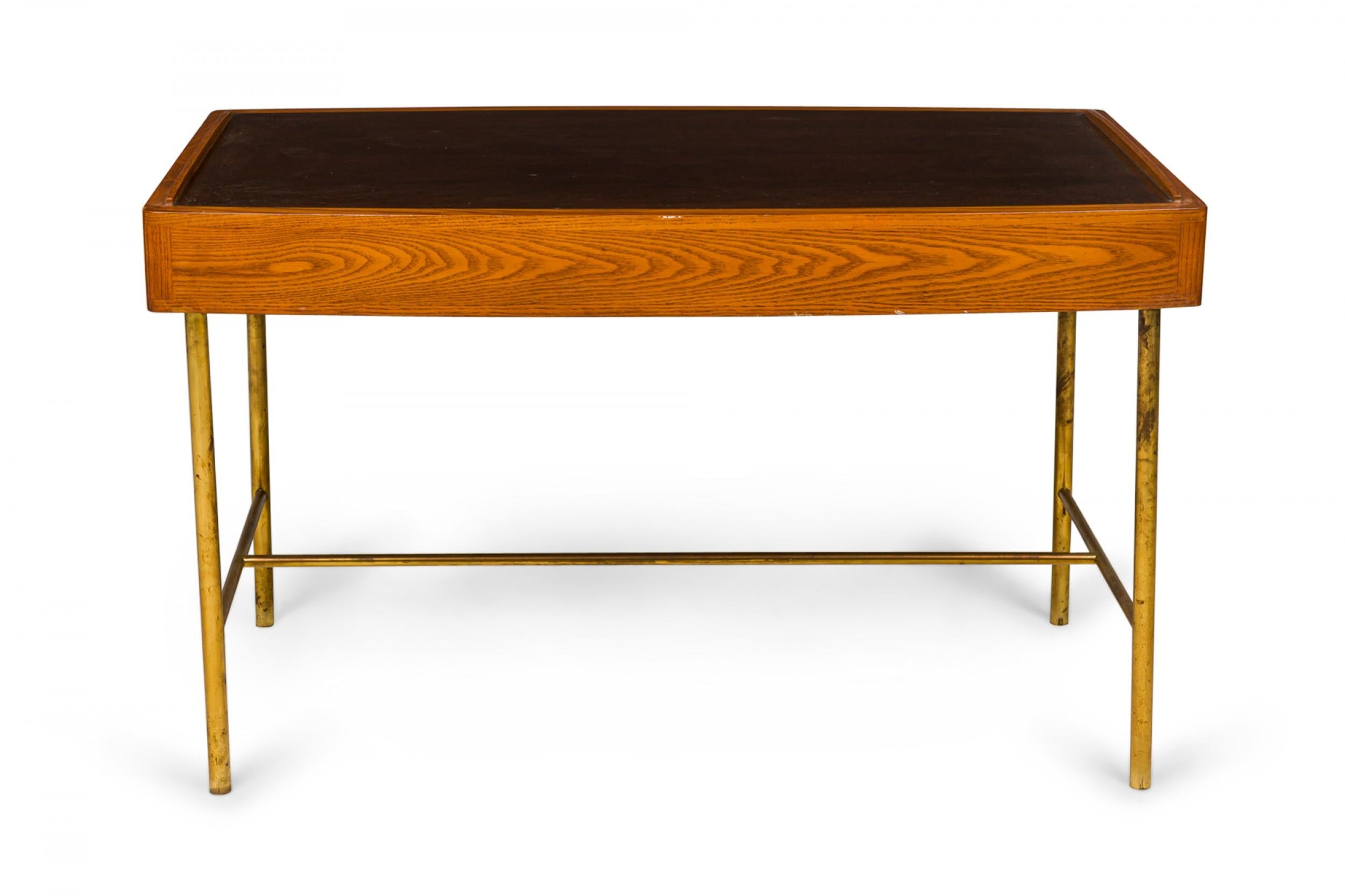 Edward J Wormley for Dunbar Wood and Brass Tube Writing Desk In Good Condition For Sale In New York, NY