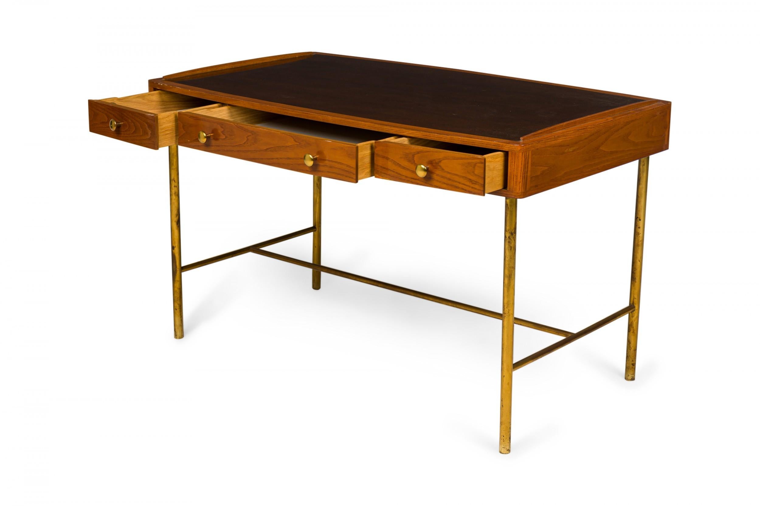 20th Century Edward J Wormley for Dunbar Wood and Brass Tube Writing Desk For Sale