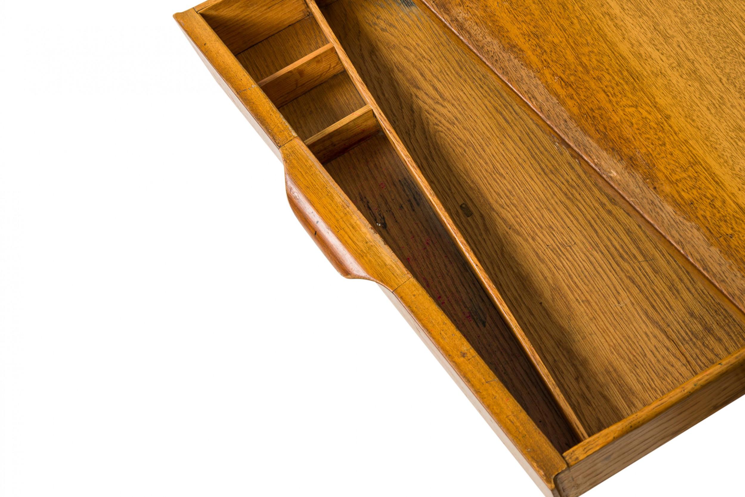 Edward J Wormley for Dunbar Wooden Wedge Top Pedestal Desk For Sale 5