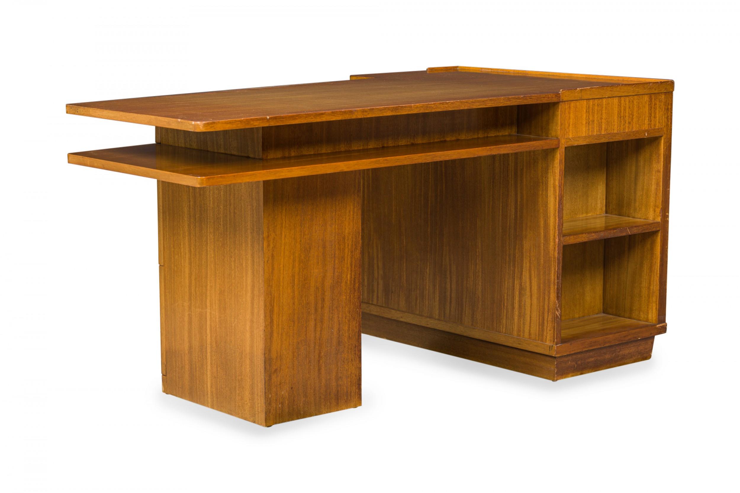 American Edward J Wormley for Dunbar Wooden Wedge Top Pedestal Desk For Sale