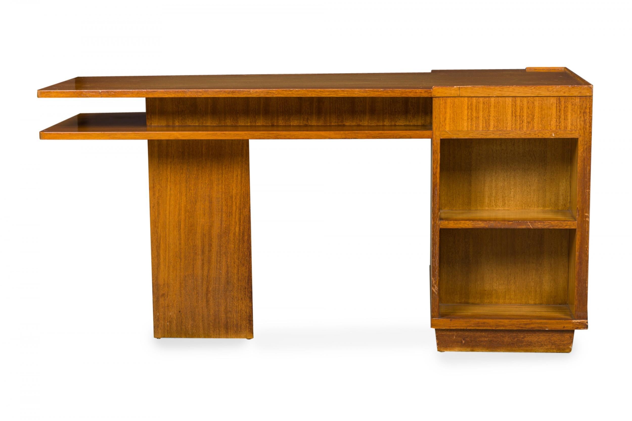Edward J Wormley for Dunbar Wooden Wedge Top Pedestal Desk In Good Condition For Sale In New York, NY
