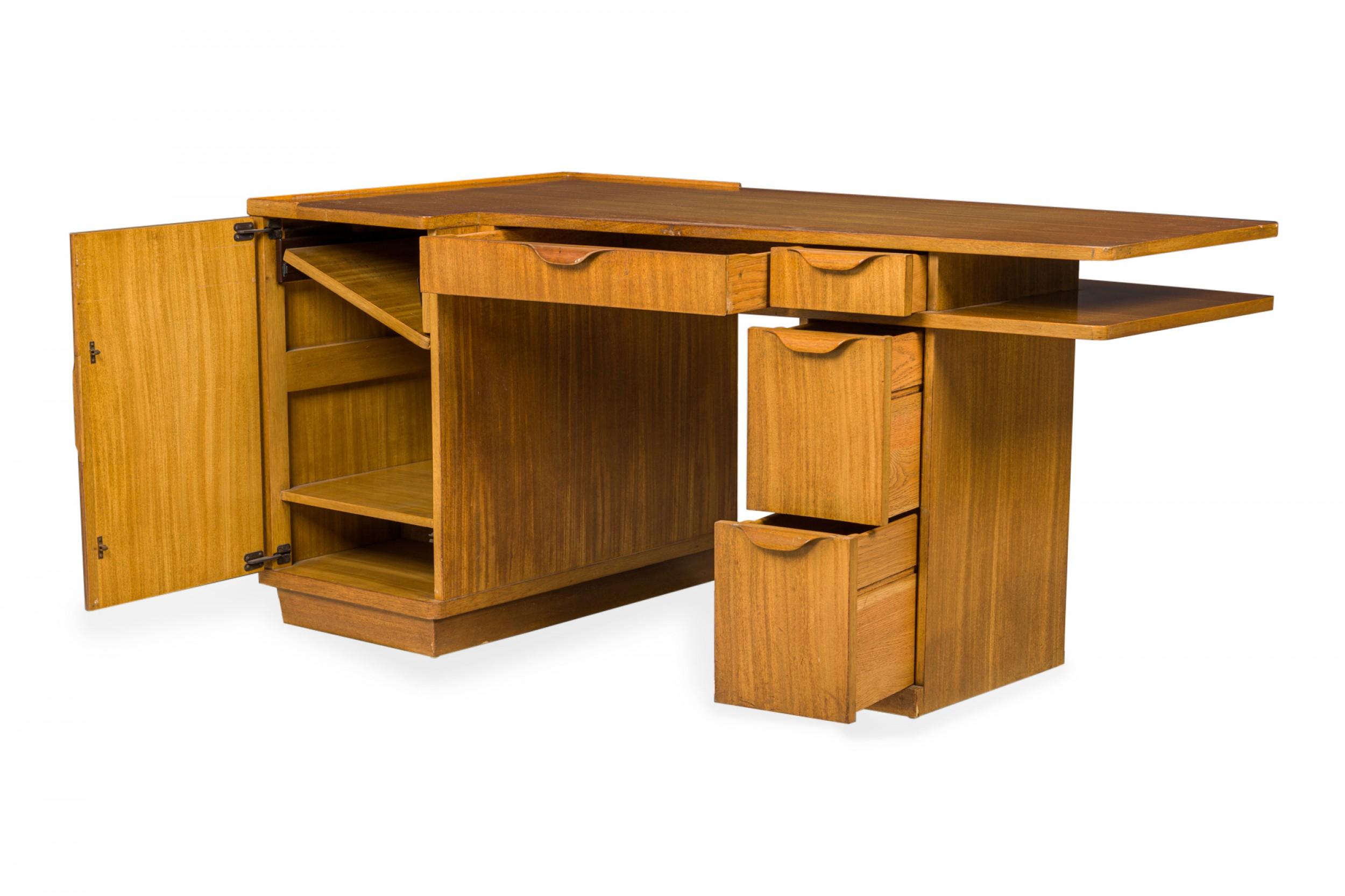 20th Century Edward J Wormley for Dunbar Wooden Wedge Top Pedestal Desk For Sale