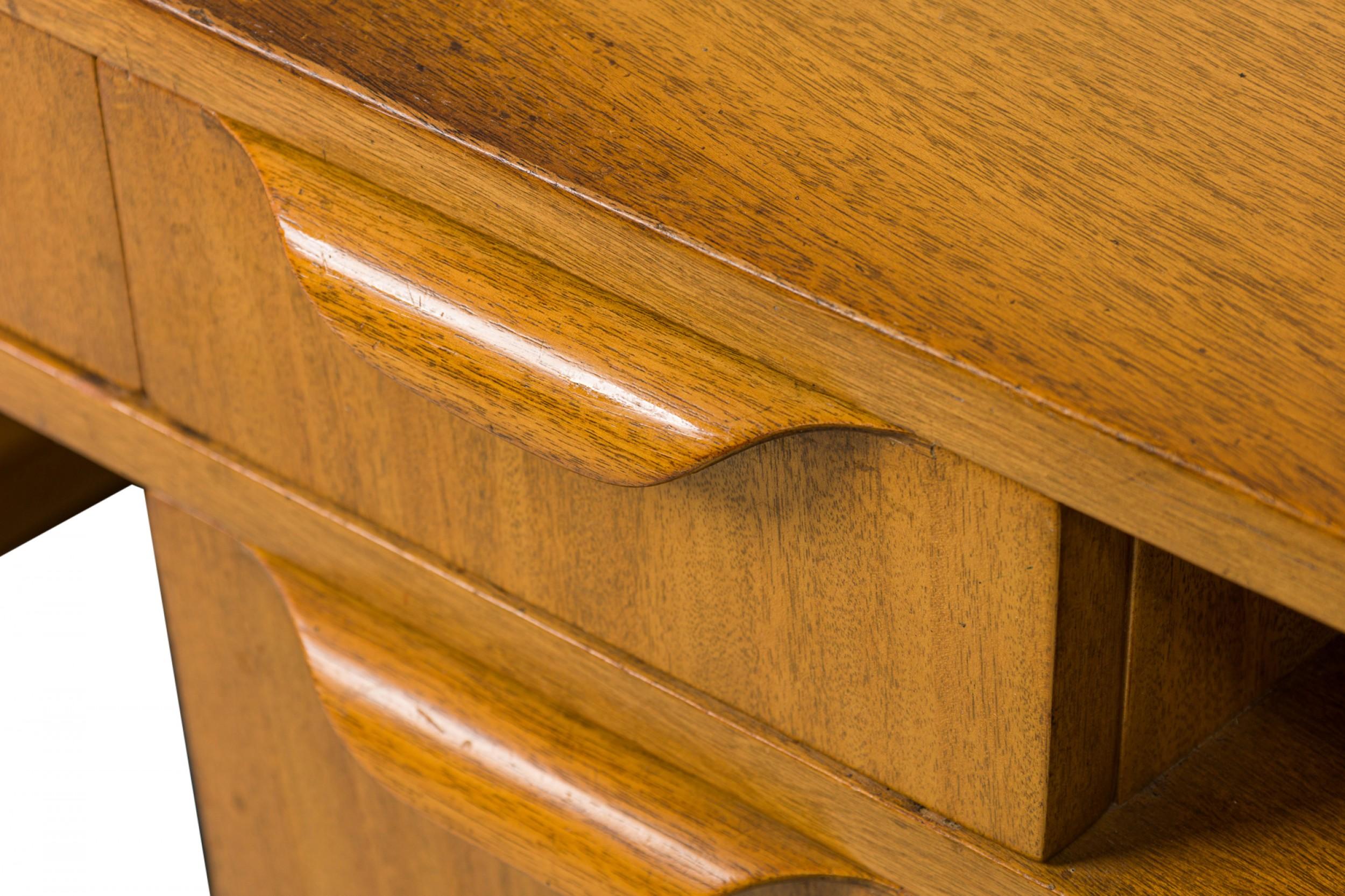 Edward J Wormley for Dunbar Wooden Wedge Top Pedestal Desk For Sale 2