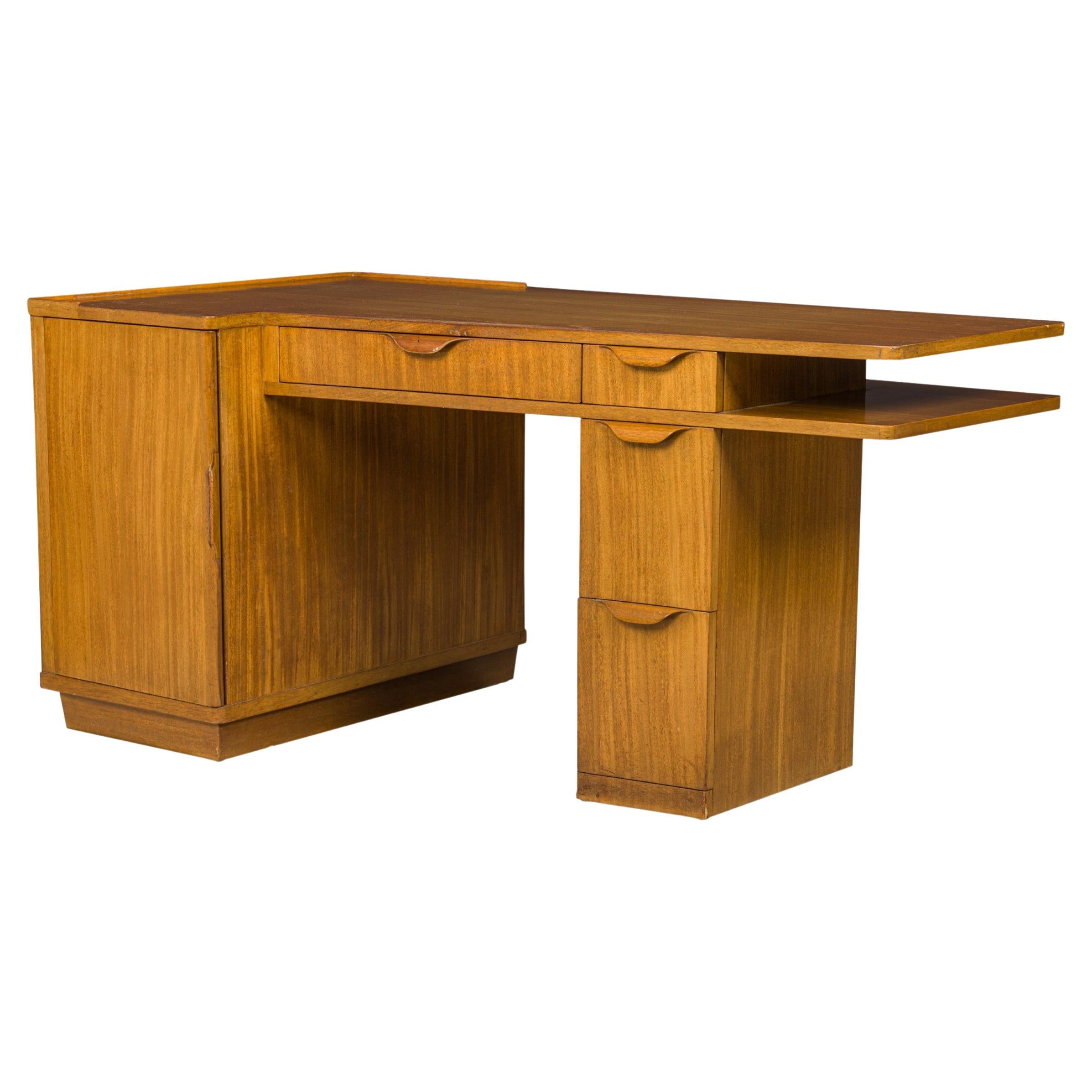 Edward J Wormley for Dunbar Wooden Wedge Top Pedestal Desk