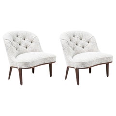  Expertly Restored - Edward J. Wormley "Janus" Boucle Slipper Chairs for Dunbar