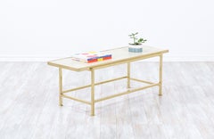 Edward J. Wormley Leather Top & Brass Coffee Table for Dunbar