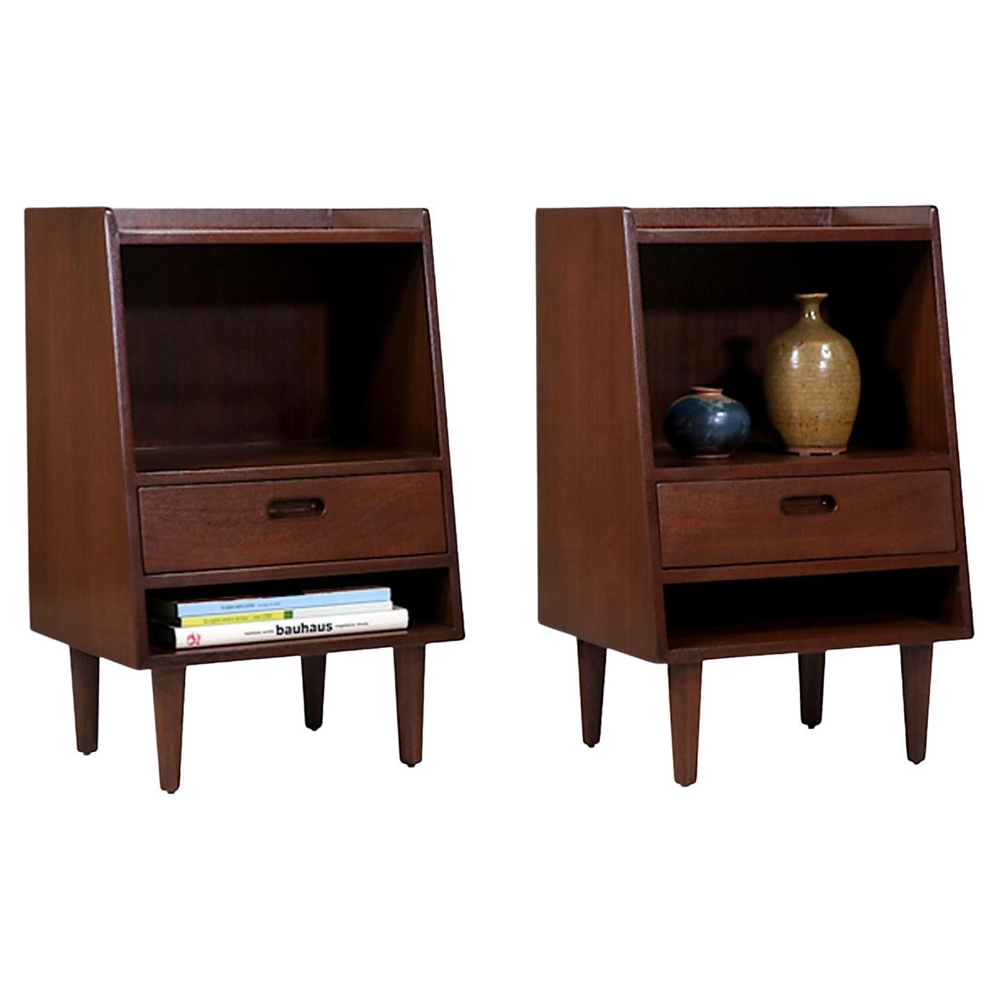 Expertly Restored - Edward J. Wormley Night Stands with Bookshelves for Dunbar