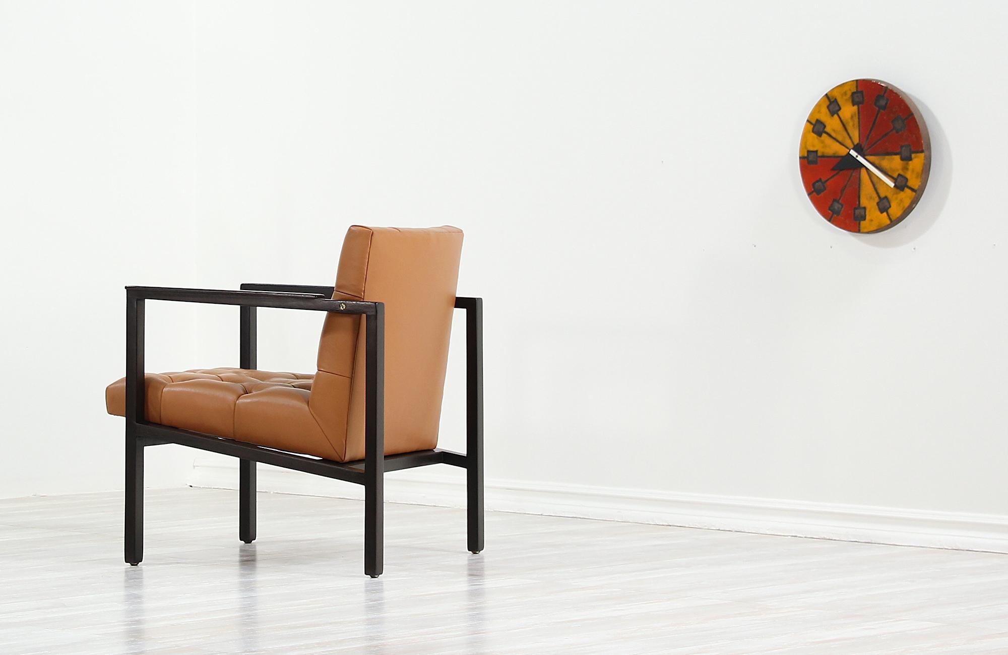 Mid-20th Century Expertly Restored - Edward J. Wormley Tufted Lounge Chair for Dunbar For Sale