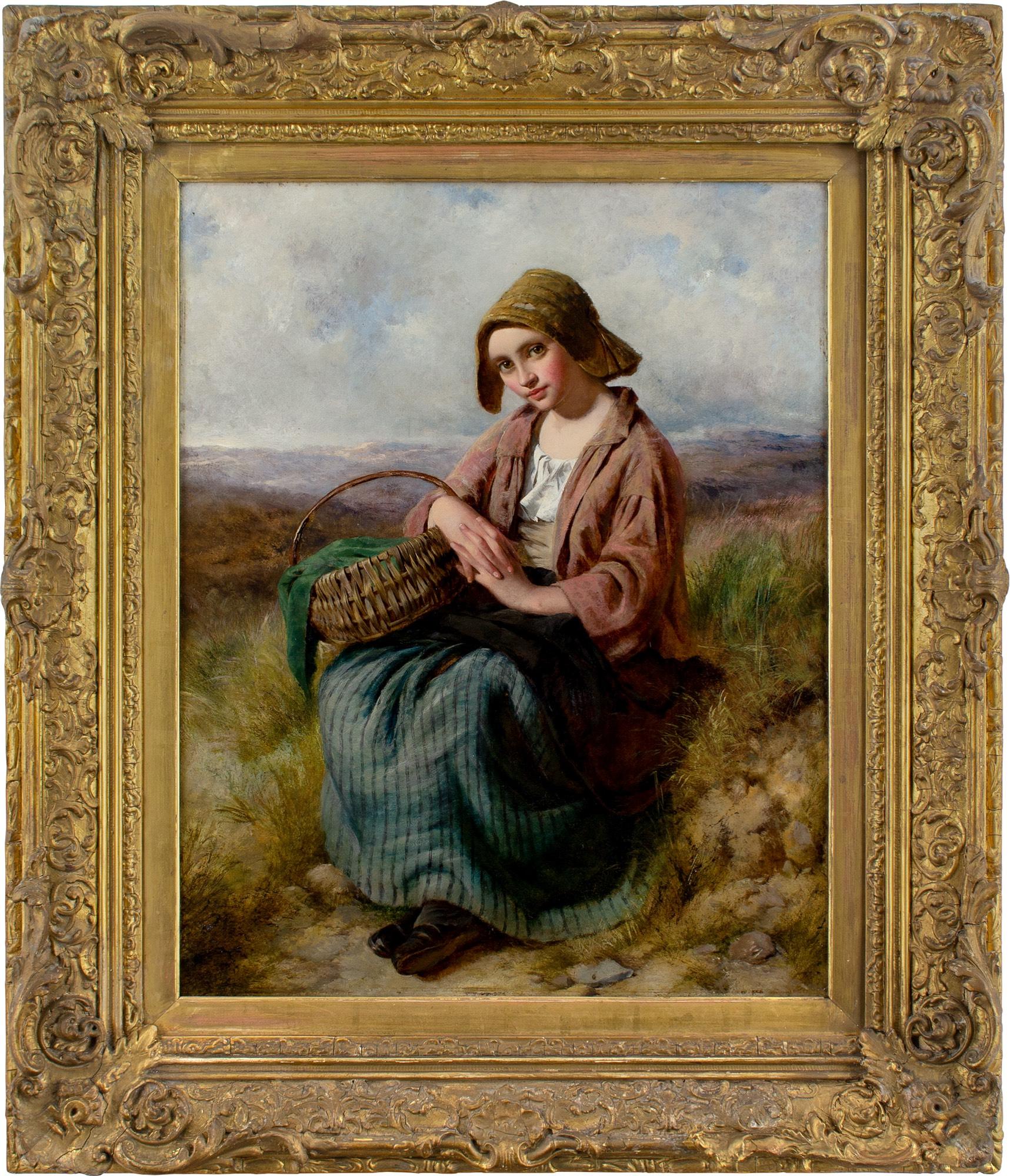 Edward John Cobbett RBA (Attribuito), Ritratto di ragazza in un paesaggio