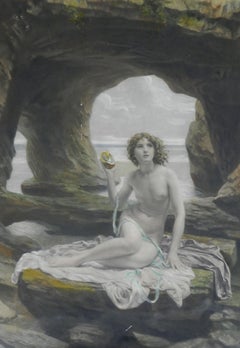Gravure « At Low Tide » de Sir Edward J Poynter, 1832-1919 