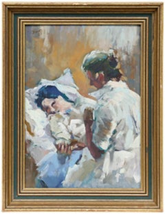 Edward Jones - Framed 20th Century Oil, Caring