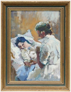 Edward Jones - Framed 20th Century Oil, Caring
