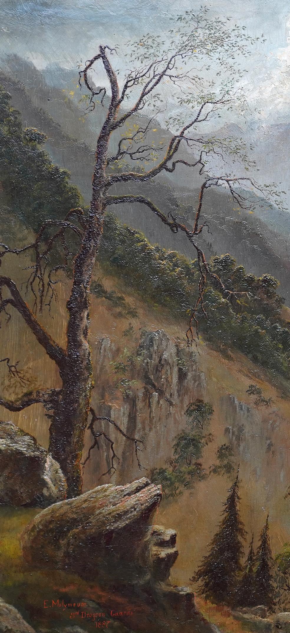 Paysage de Chakata, Inde - peinture à l'huile d'art victorien britannique de 1887 en vente 4