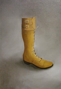 Untitled (Boot), oil on canvas panel, Yellow and Grey Boot