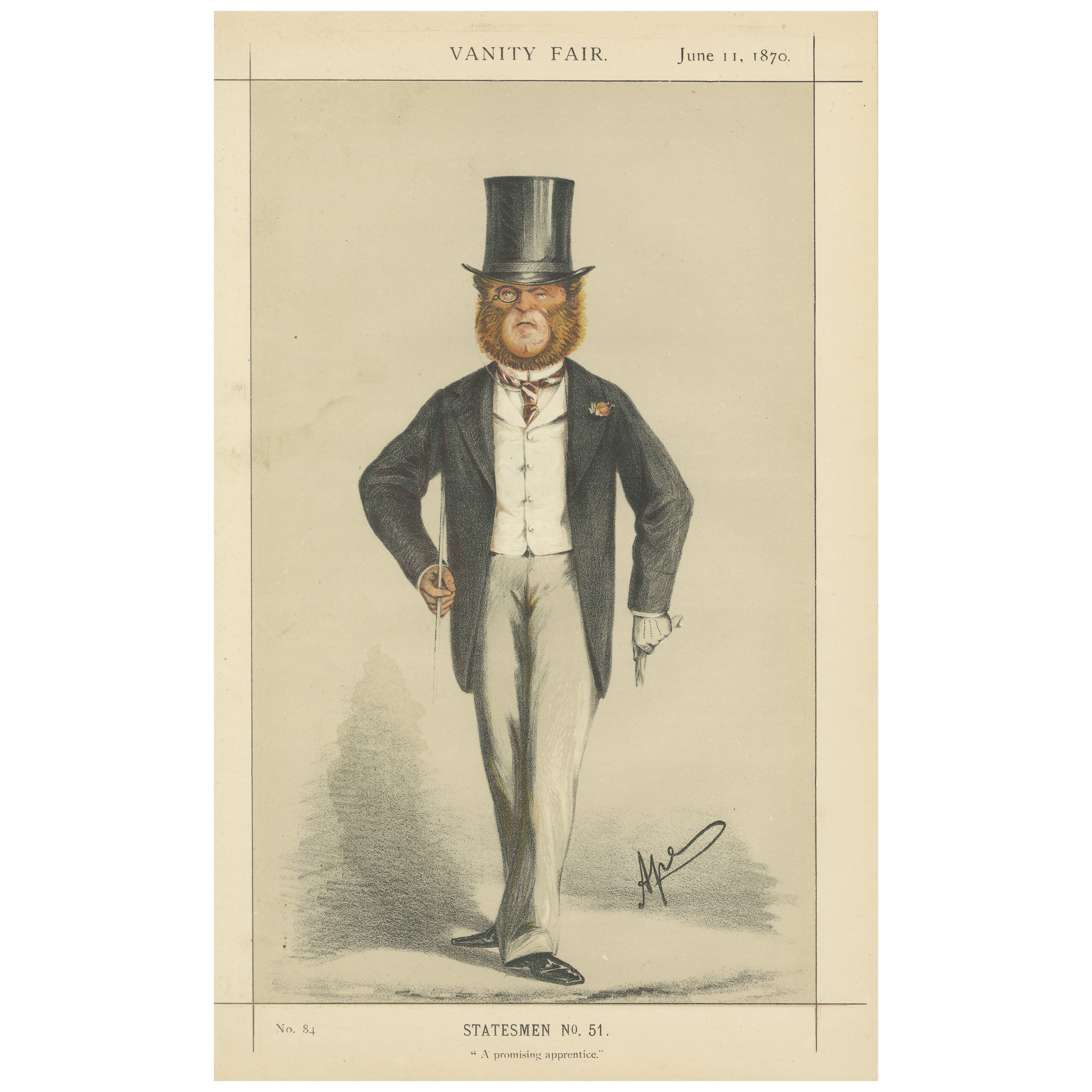 Edward Knatchbull-Hugessen – Vanity Fair Statesmen No. 51, Signed Ape, 1870