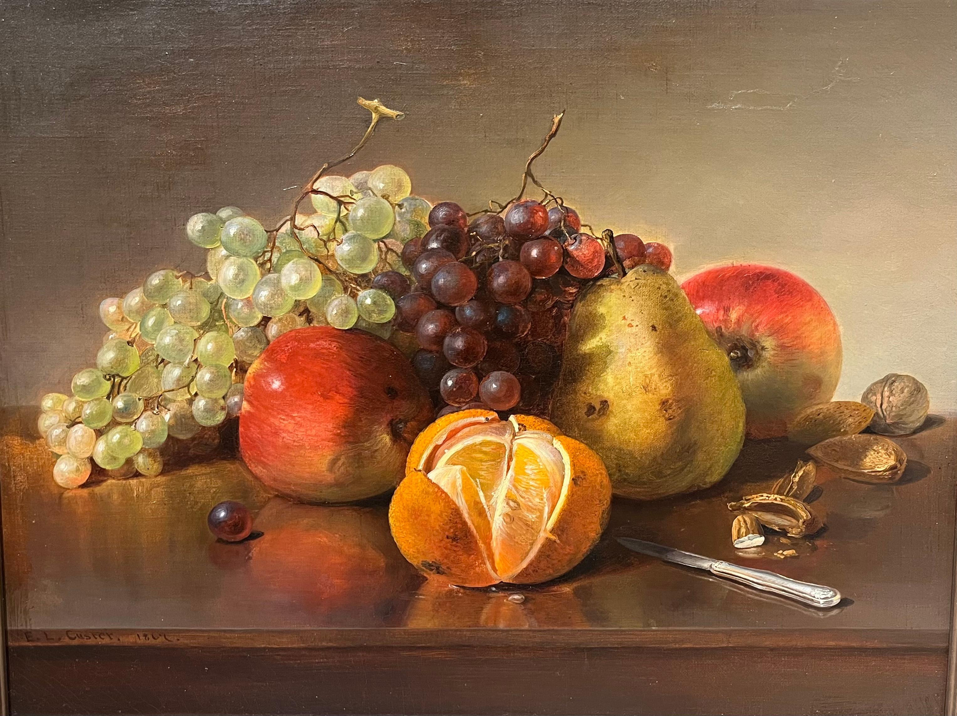 Natura morta di frutta - Painting di Edward L. Custer