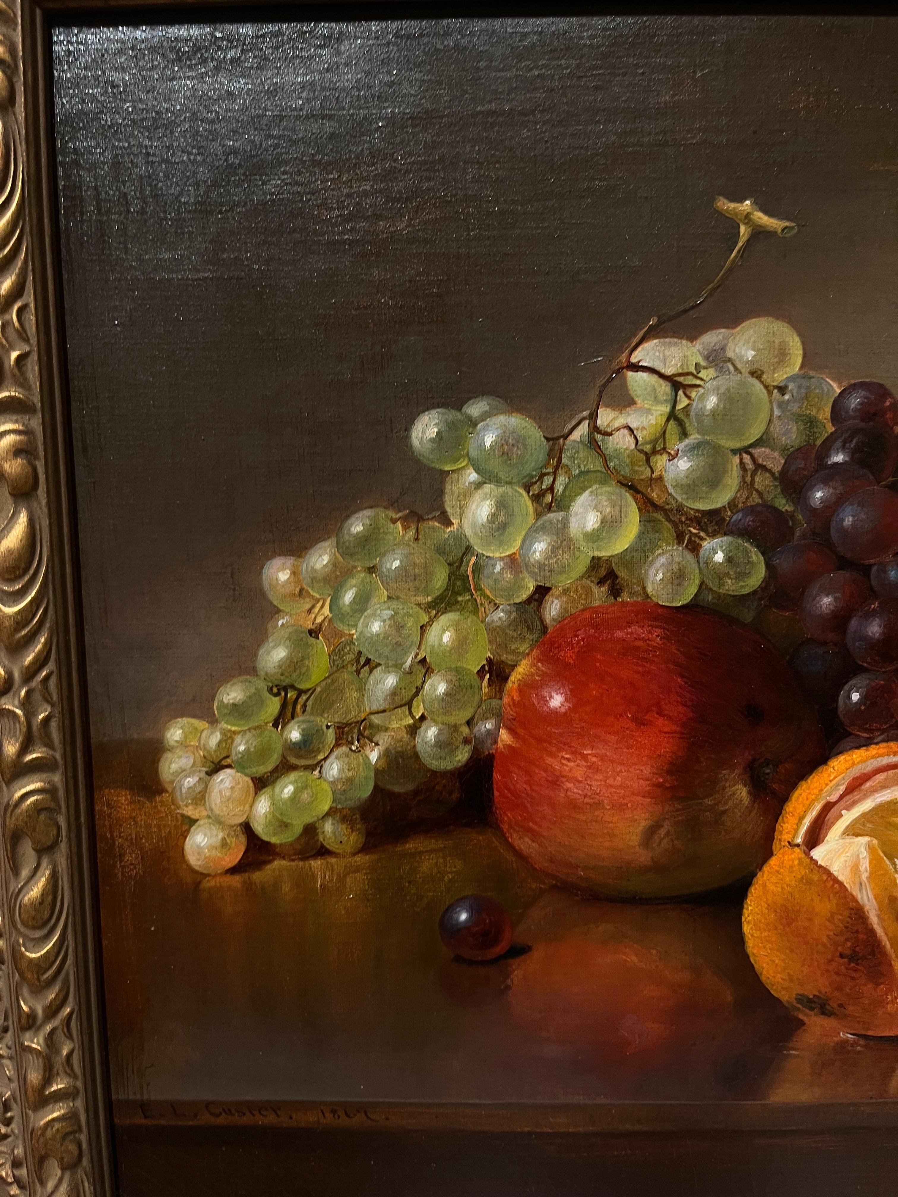 Natura morta di frutta - Painting Hudson River School di Edward L. Custer