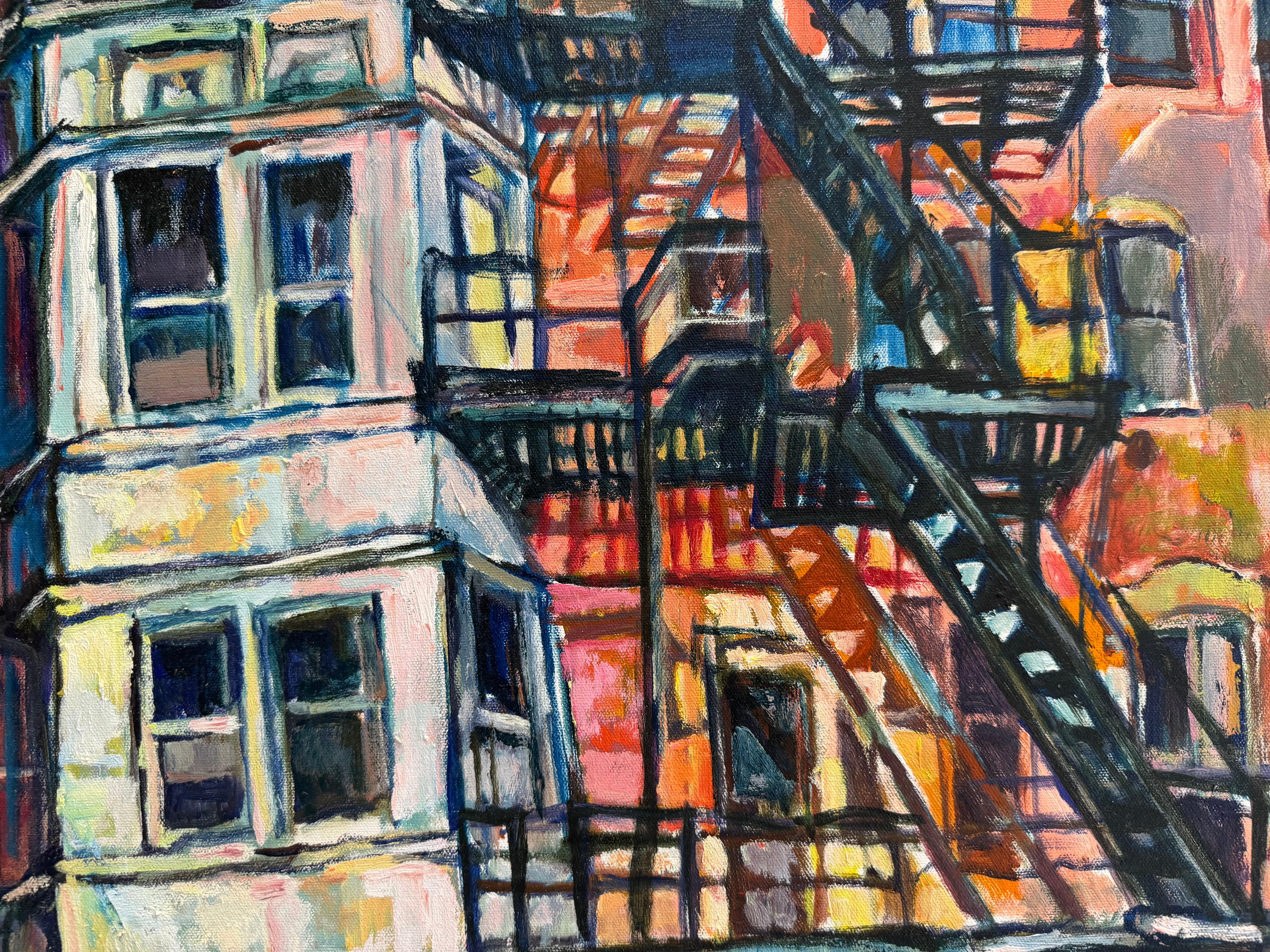 Feuer-Fluchtwege (Grau), Abstract Painting, von Edward L. Loper Jr.