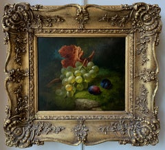 Naturaleza muerta con uvas y ciruelas, Óleo sobre tabla, 1866, Arte realista