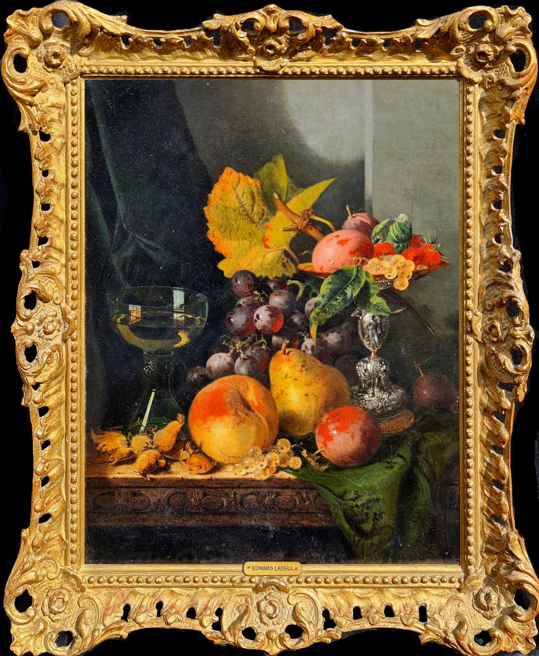 Edward Ladell Still-Life Painting - Still life with Silver Tazza, Glass Roemer and Fruit