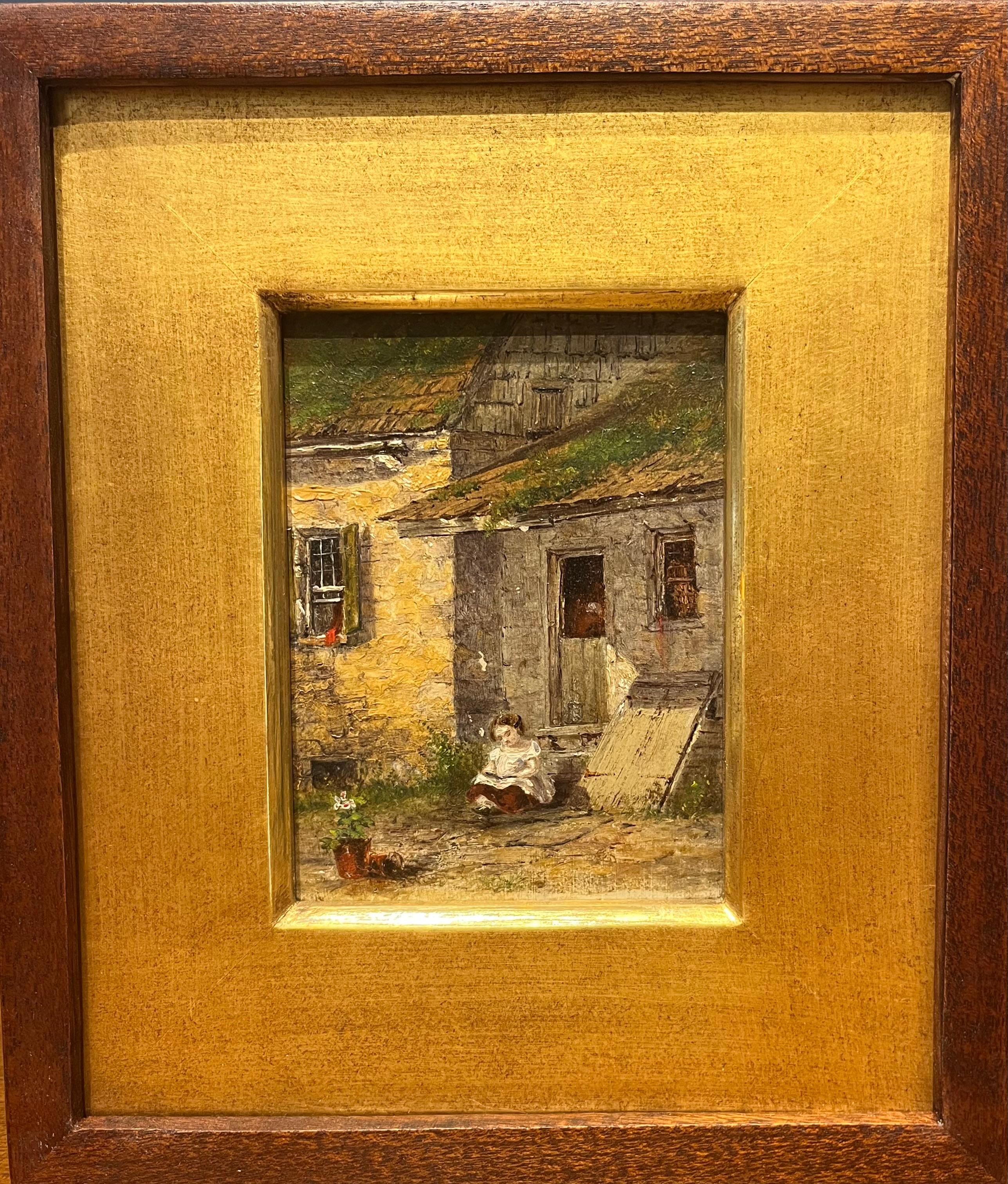 Niña leyendo por casa - Painting de Edward Lamson Henry