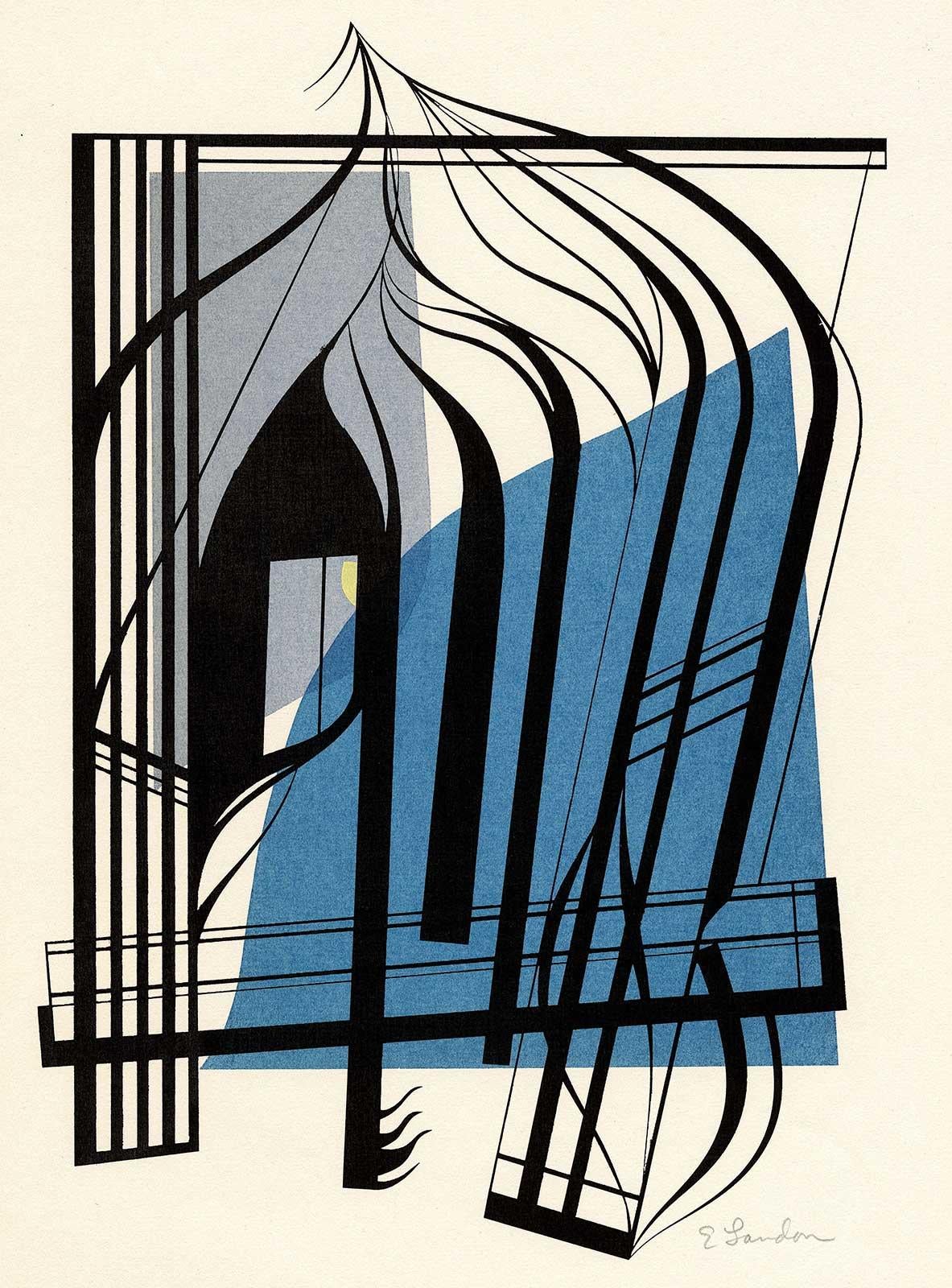 Edward Landon Print - Arrangement With Blue Major